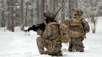 Soldiers snow military wallpaper