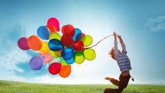 Sun jumping balloons children samsung galaxy s4 wallpaper