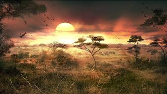Sunset landscapes nature african africa wallpaper