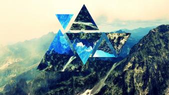 Mountains nature collage widescreen triangle wallpaper