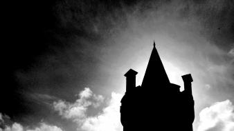 Black and white castles architecture scotland monochrome sillhouette wallpaper