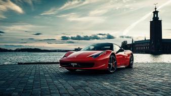 Ferrari vehicles 458 italia stockholm reflections cities wallpaper