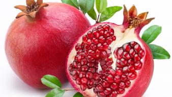Fruits white background strong fresh vitamins pomegranates wallpaper