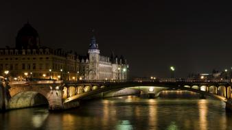 Night france bridges rivers cities wallpaper