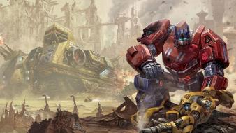 Optimus prime transformers bumblebee fall of cybertron wallpaper