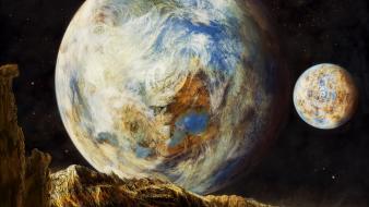Planets rocks worlds artwork alien landscapes art wallpaper