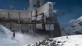 Snow futuristic digital art science fiction artwork wallpaper
