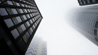 Fog buildings skyscrapers sydney australia worms eye view wallpaper