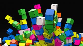 Geometry cubes 3d colors down wallpaper