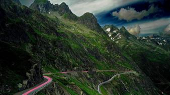 Mountains landscapes nature asphalt sky wallpaper