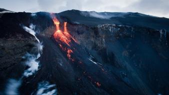 Mountains landscapes volcanoes lava flow wallpaper