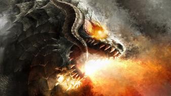Paintings dragons monsters fire fantasy art artwork wallpaper