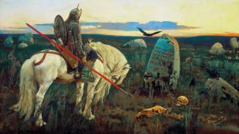 Skulls knights fantasy art horses artwork wallpaper