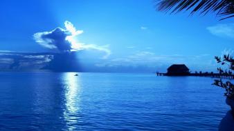 Sunset blue landscapes nature maldives spa resort beach wallpaper