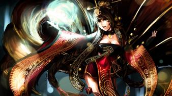 Bun facial mark detached sleeves ornaments ahri wallpaper