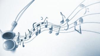 Headphones music artwork notes musical wallpaper