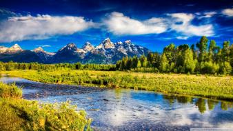 Mountains nature trees rivers wallpaper