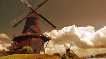 Nature windmills the netherlands wallpaper