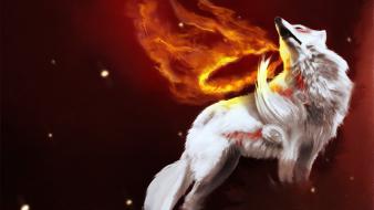 Okami drawings wolves wallpaper