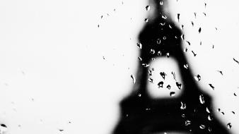 Paris monochrome water drops blurred white background wallpaper