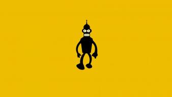Bender minimalistic robots yellow background tv shows wallpaper