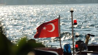 Bosphorus bridge istanbul turkey flags wallpaper