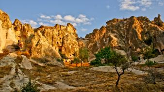 Cappadocia turkey blue skies clouds landscapes wallpaper