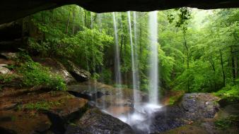 Caves forests waterfalls wallpaper