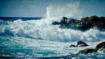Coast waves rocks sea wallpaper