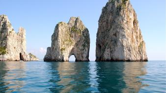 Landscapes nature islands faraglioni di capri arches sea wallpaper
