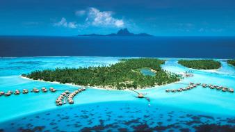 Landscapes nature islands french polynesia resort wallpaper