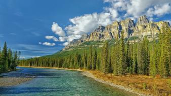 Mountains landscapes nature forests canada rivers wallpaper