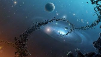 Outer space planets fantasy art wallpaper