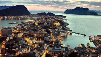 Water cityscapes norway cities ålesund