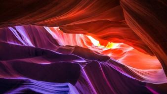 Blue red lights rocks canyon antelope wallpaper