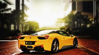 Ferrari 458 italia yellow cars upscaled wallpaper