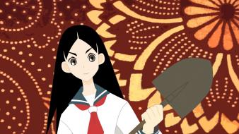 Girls sailor red background black kitsu chiri wallpaper