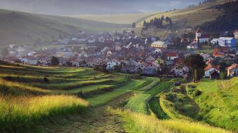 Landscapes cityscapes fields europe town slovakia