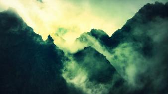 Mountains clouds landscapes nature fog mist