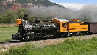 Narrow gauge steam locomotives tracks trains widescreen wallpaper