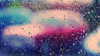 Rain glass on wallpaper