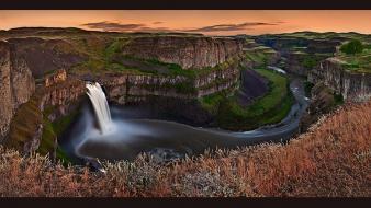 Sunset landscapes nature canyon falls waterfalls palouse wallpaper