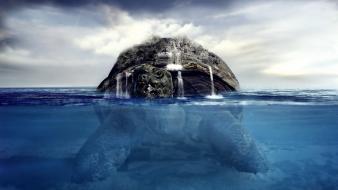 Turtles giant digital art sea wallpaper
