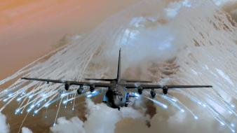 Aircraft c-130 hercules flares wallpaper