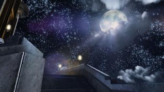 Clouds night stars moon lighthouses bioshock infinite sky wallpaper