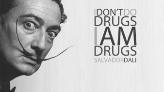 Drugs quotes salvador dalí moustache wallpaper