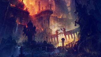 Fan ming temple artwork cities fantasy art wallpaper