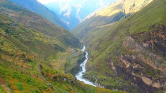 Nepal hills landscapes rivers sunlight wallpaper