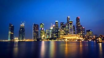 Night lights singapore skyscrapers malaysia metropolis state wallpaper