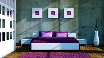 Beds interior design picture frame purple rugs wallpaper